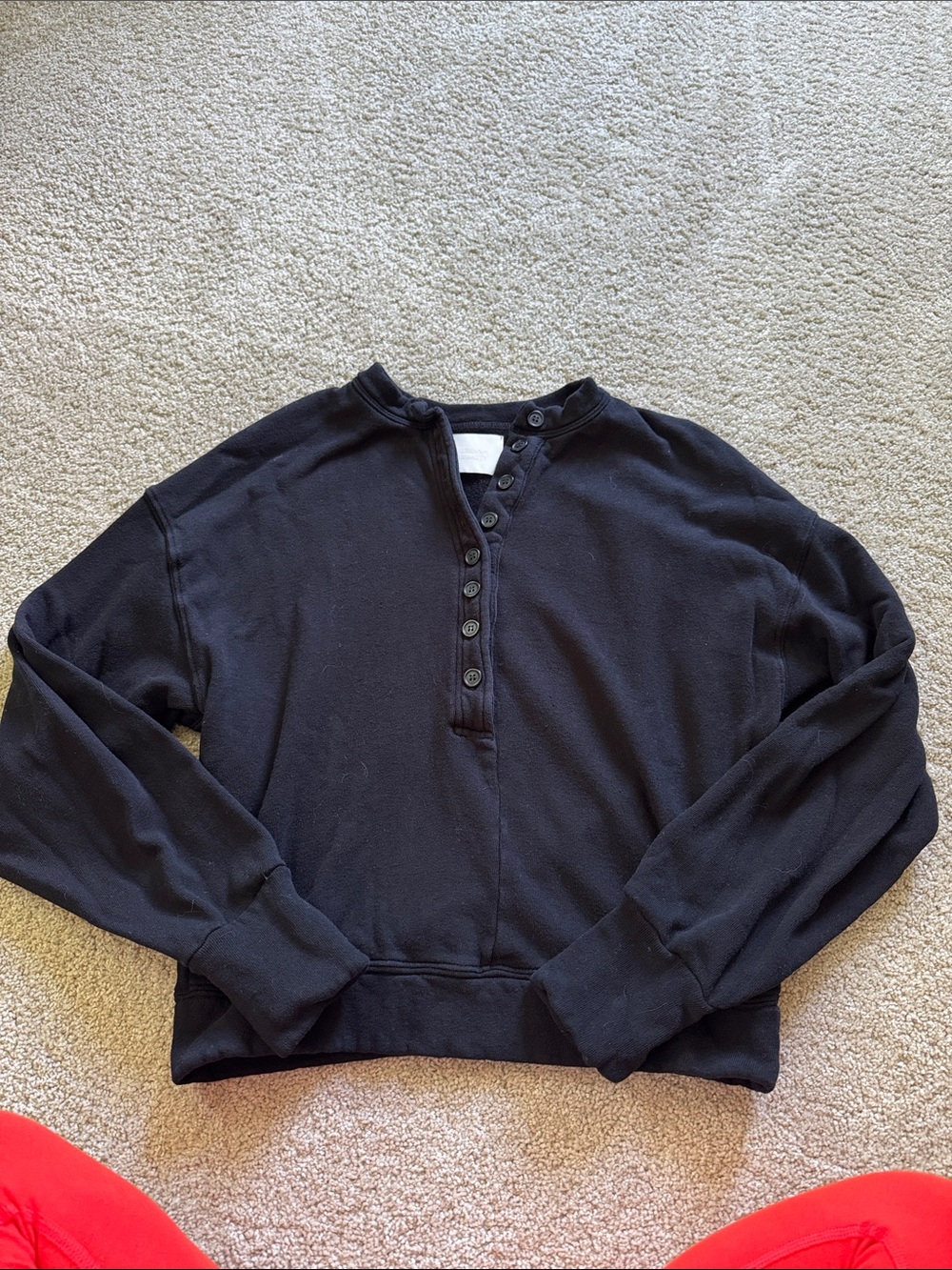 CITIZENS OF HUMANITY Black Henley Sweatshirt XS